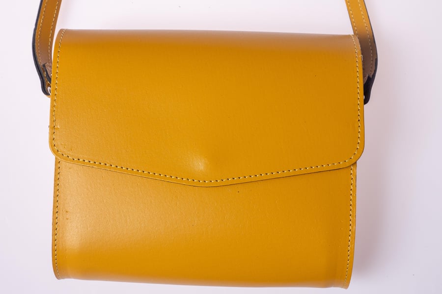 Mustard Yellow Minima Bonded Leather U Cross Body Bag