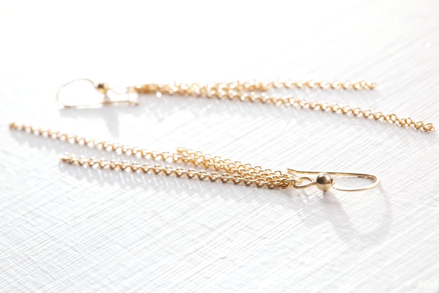 Handmade 14K Gold Filled Triple Chain Drop Earrings