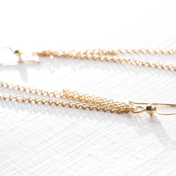 Handmade 14K Gold Filled Triple Chain Drop Earrings