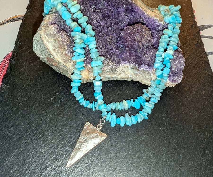 Amazonite and Silver Spear Necklace