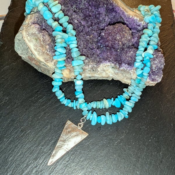 Amazonite and Silver Spear Necklace