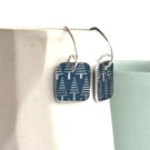 Navy blue square drop earrings