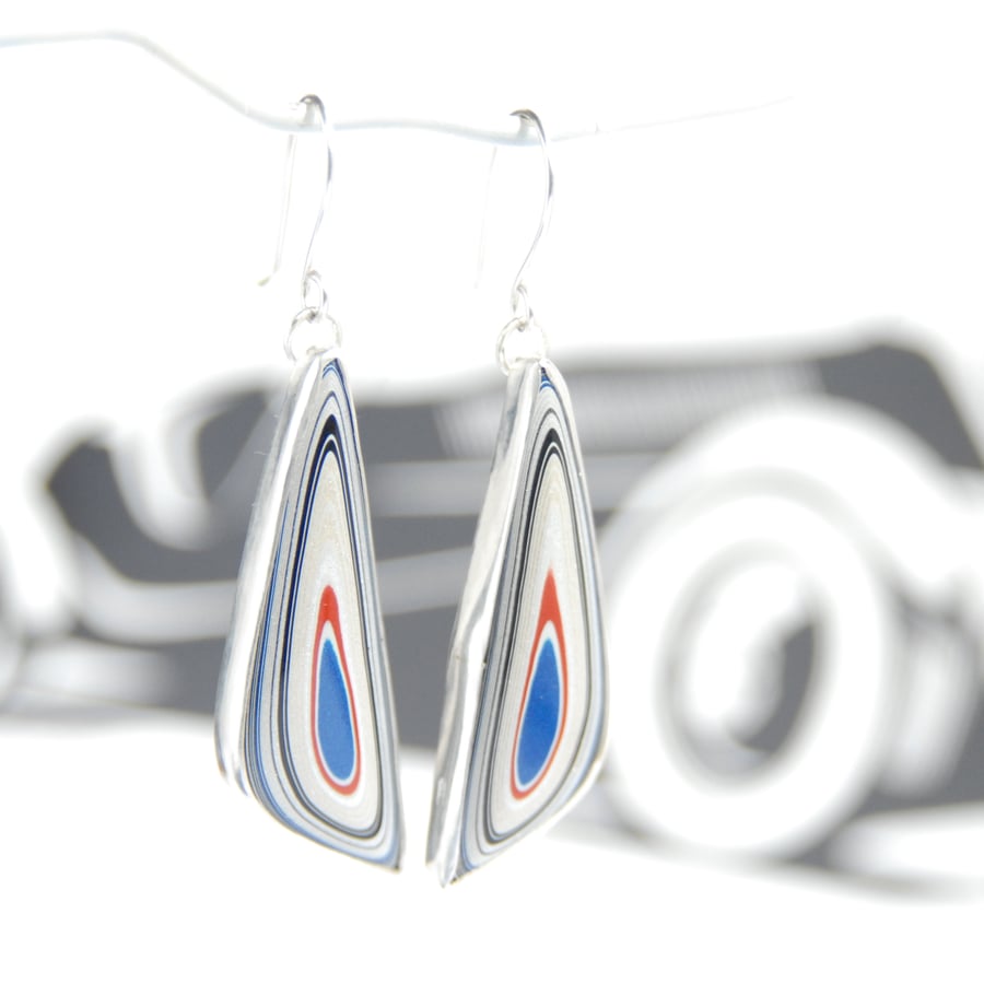 Fordite earrings - super sparkly triangular drops