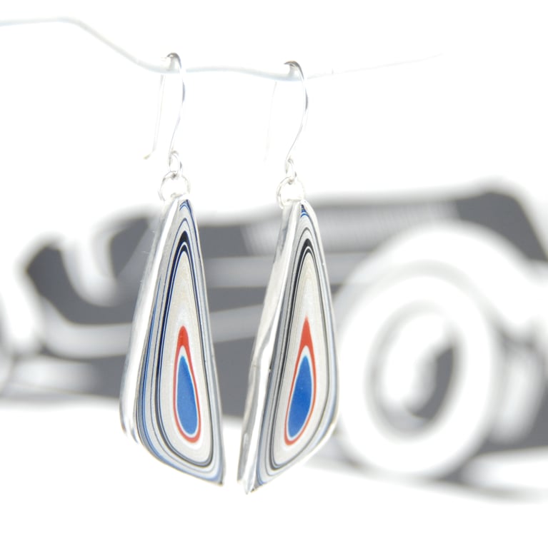 Fordite earrings - super sparkly triangular drops