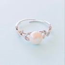 Round Freshwater Pearl Adjustable Sterling Silver Ring 