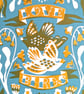 Love Birds in Teal and Mustard - A3 - Image 6