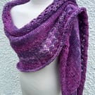 Lilacs in Bloom Merino Mohair Wool Handknitted Textured Lace Shawl Wrap