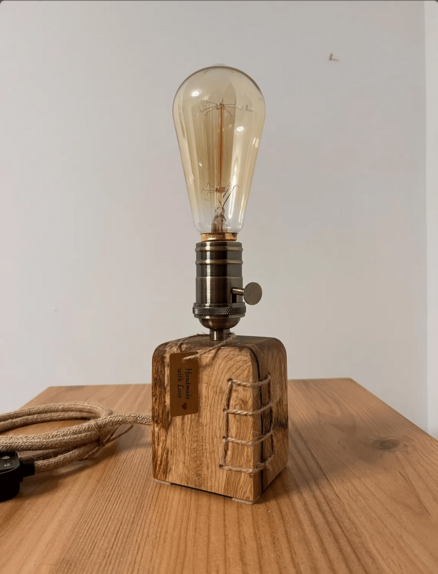 Turkish Oak Desk Lamp, Rustic Country Style Lamp