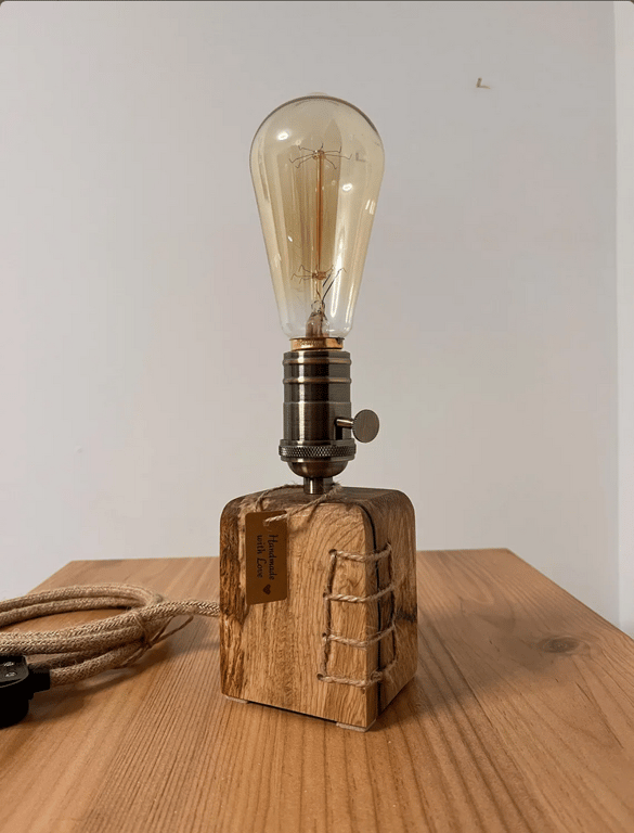 Turkish Oak Desk Lamp, Rustic Country Style Lamp