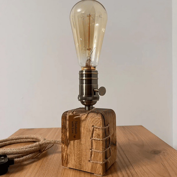 Turkish Oak Desk Lamp, Rustic Country Style Lamp