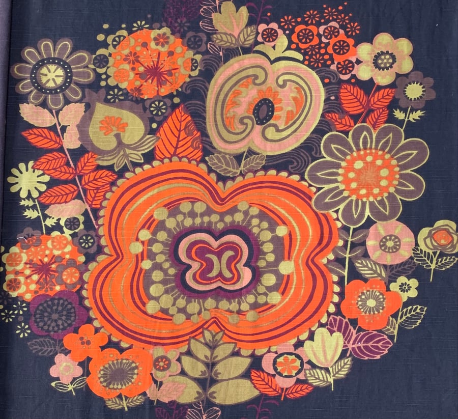 Scandi MidCentury Lampshade in  Orange Brown BORAS vintage fabric 