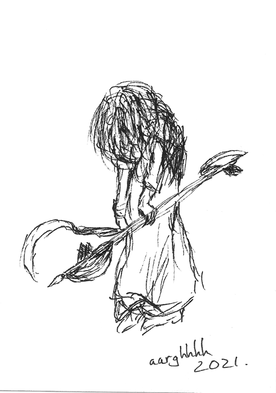 Horror illustration pen ACEO scribble style original art