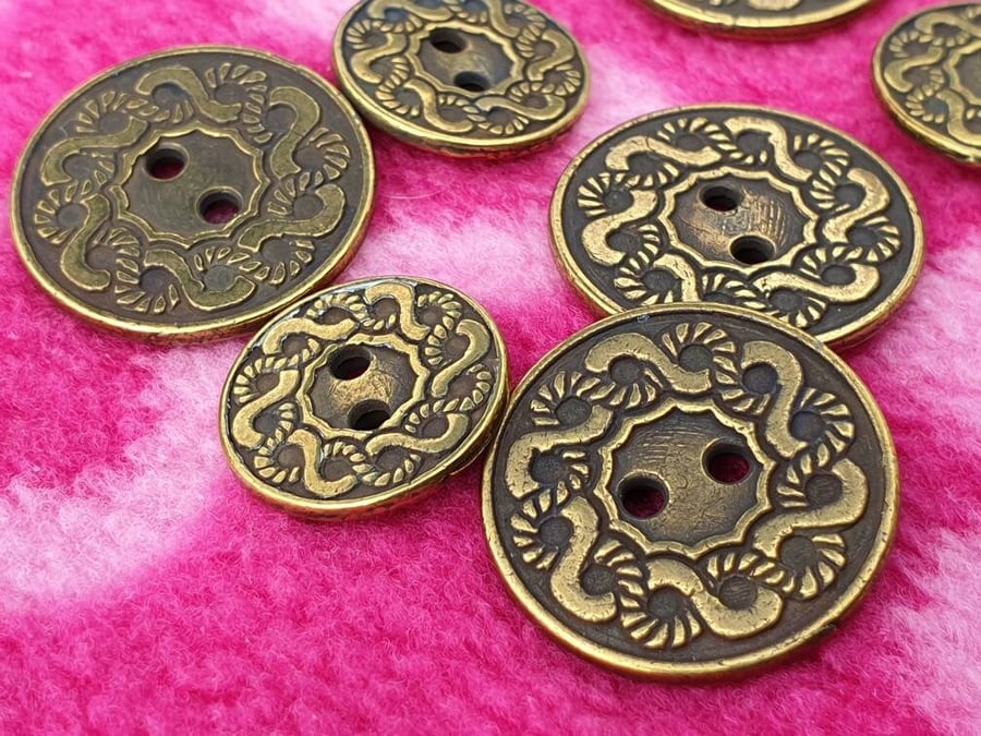 15mm & 21mm Antique Brass Suit Jacket buttons (Matching) Vintage Italian