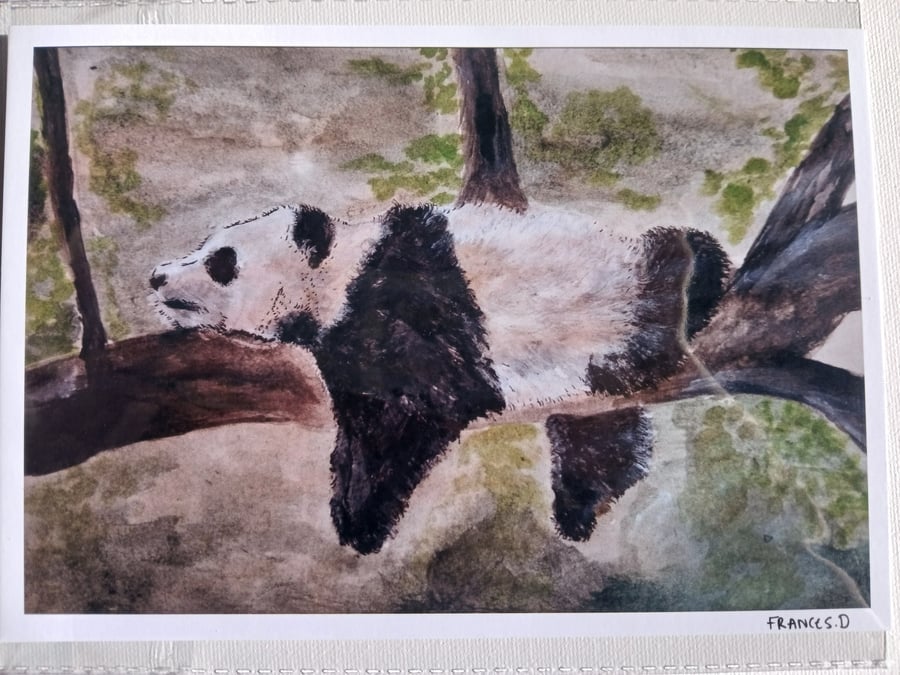 Resting Panda watercolour print
