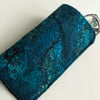 Glasses case: felted wool - teal and turquoise