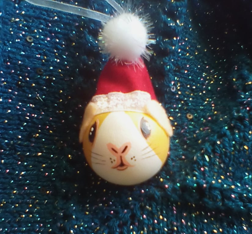 Guinea Pig Christmas Bauble Hanging Decoration x1
