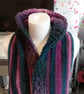 Crochet hooded scarf with Celtic braid edging 