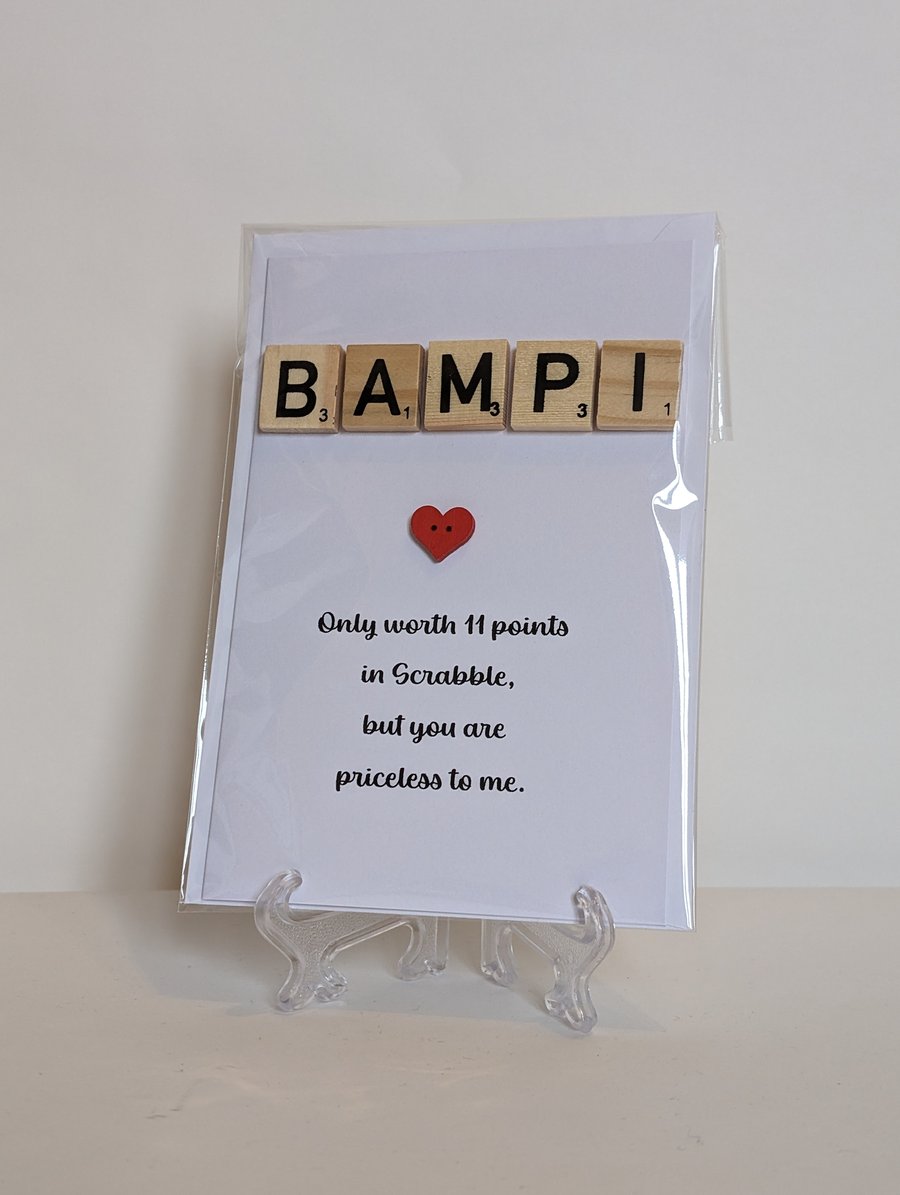 Bampi only worth 11 points in Scrabble greetings card