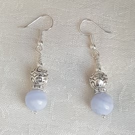 Gorgeous Blue Lace Agate and Fancy Bead Earrings