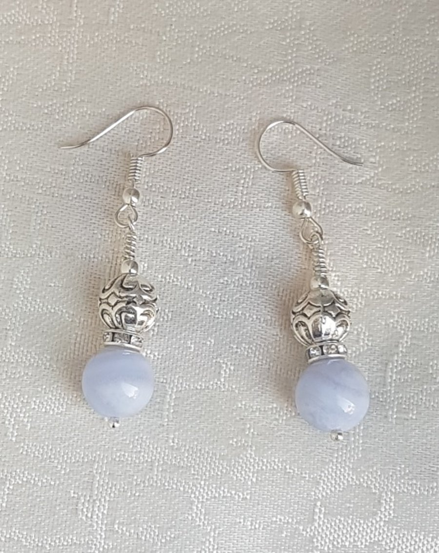 Gorgeous Blue Lace Agate and Fancy Bead Earrings