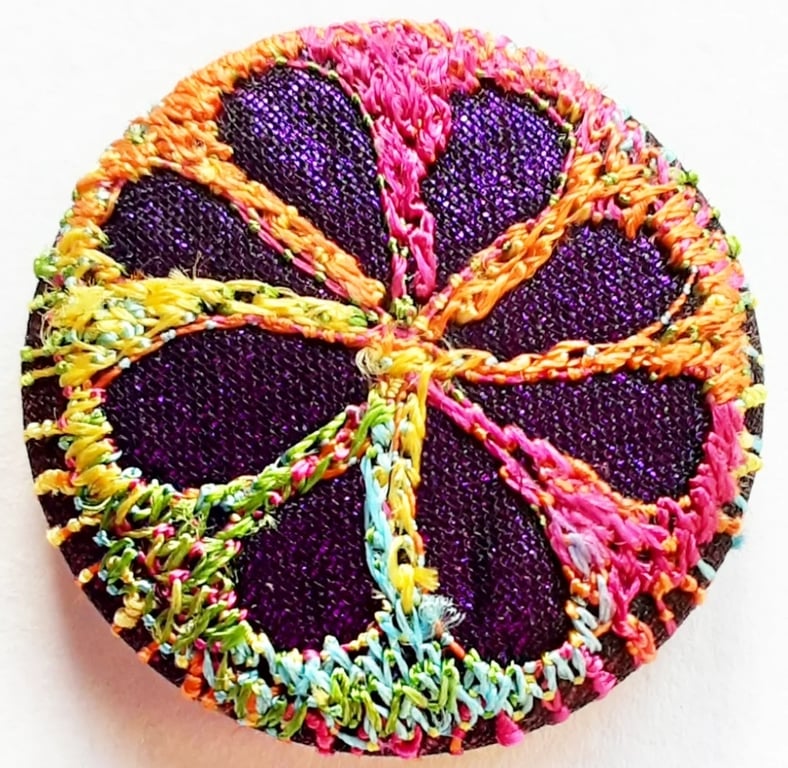 Buttons 1 inch button Hand Dyed Silks and Cottons Free Machine Embroidery Button