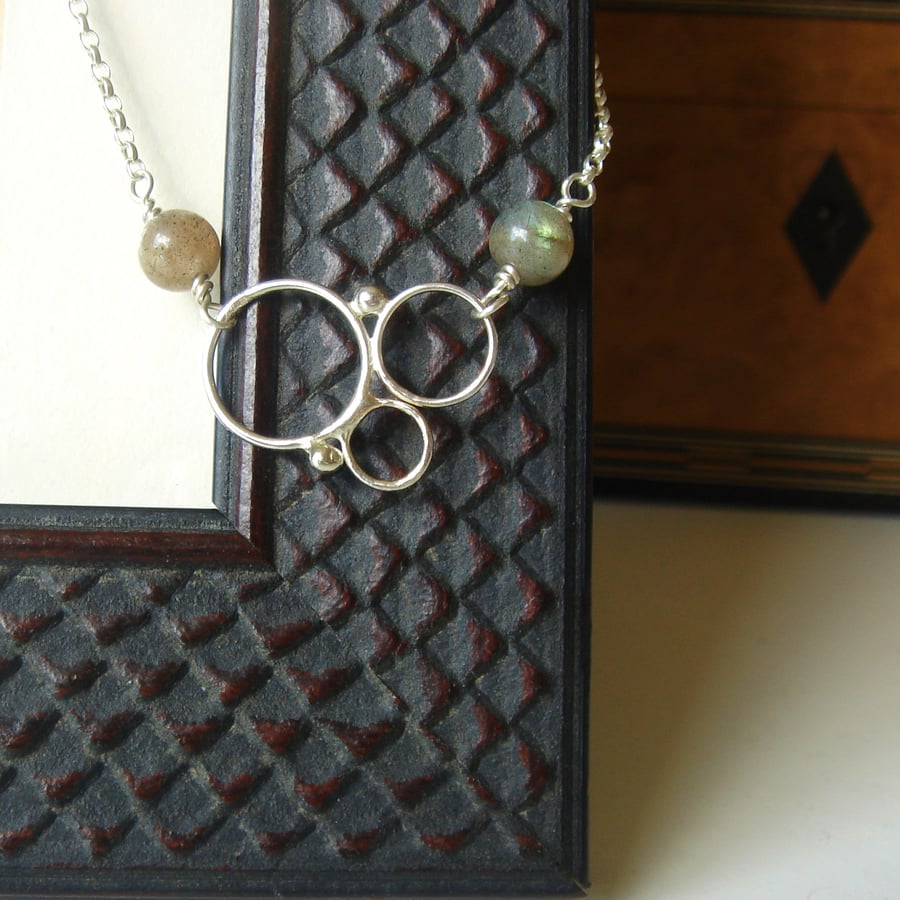 Sterling Silver Filigree and Labradorite Bubble Design Necklace