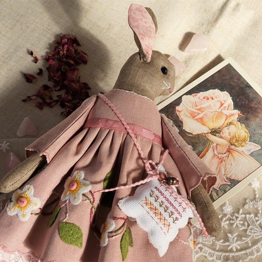 Briar Rose, An Embroidered Bunny