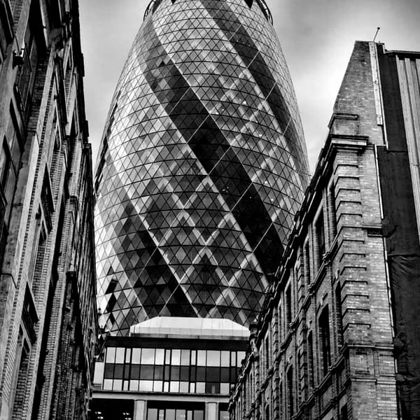 30 St Mary Axe The Gherkin London England UK 12"x18" Print