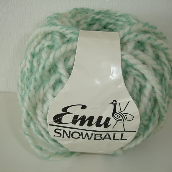 Emu Snowball Wool Ball of Bulky Chunky Yarn Green Ivory - 10 Balls Available