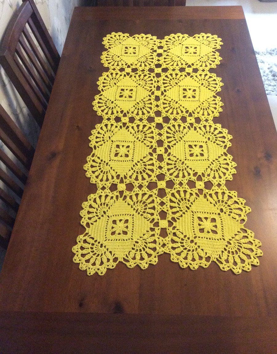 Handmade Crochet cotton table runner