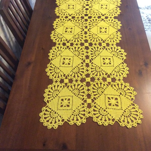 Handmade Crochet cotton table runner