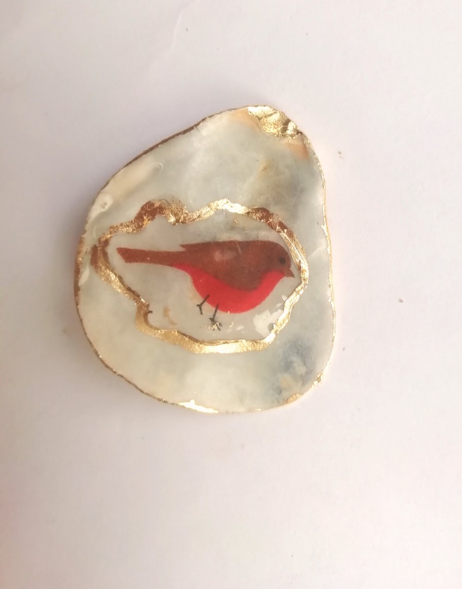 Shell Robin brooch