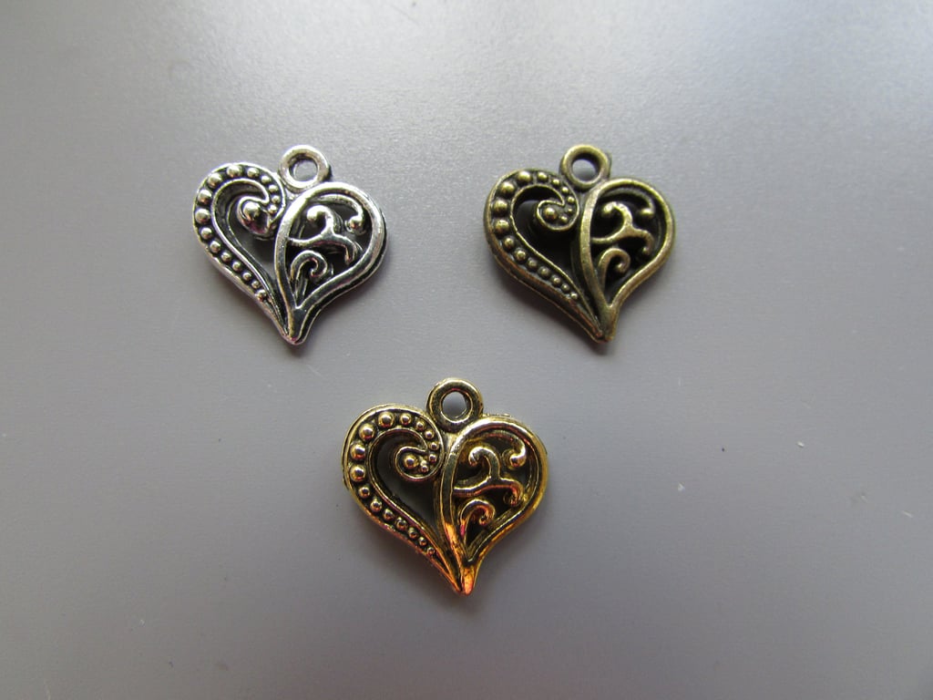 Heart charm pendant X 3 3 colours to choose