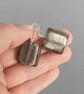 Large Dark Grey Fused Glass Drop Earrings - Charcoal Grey Square Drop Earrings - Image 3