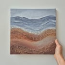 Textured acrylic painting on canvas, 12x12", Original abstract seascape painting