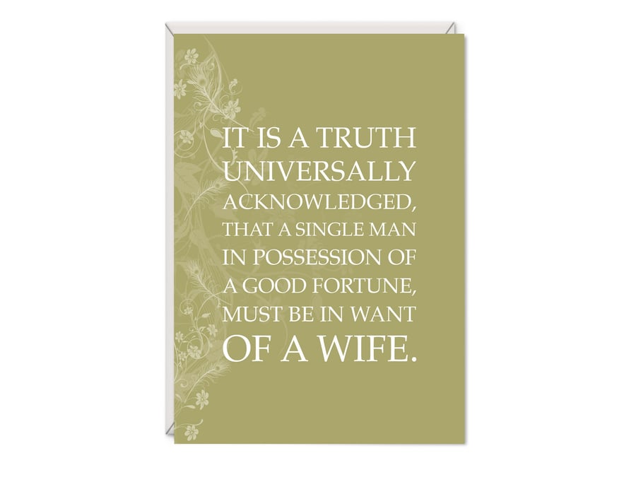 Pride and Prejudice Greetings Card Literary Gift - Jane Austen Word Art Card