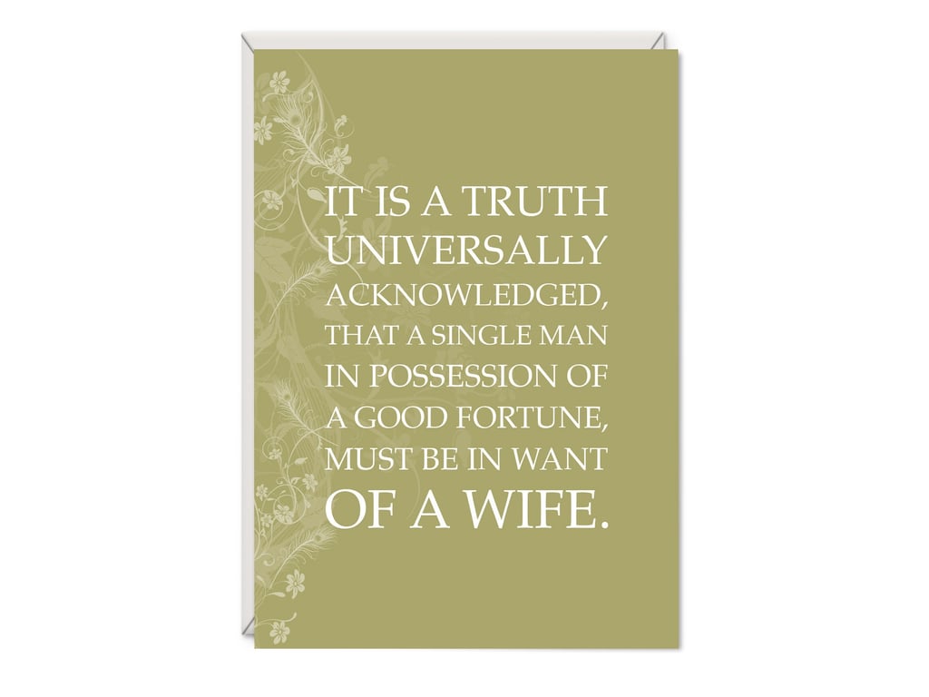 Pride and Prejudice Greetings Card Literary Gift - Jane Austen Word Art Card