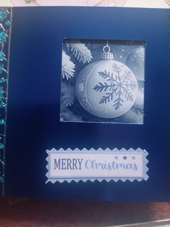 Christmas Bauble Aperture handmade Greetings card 