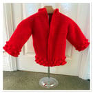 Red open fronted bobble cardigan 
