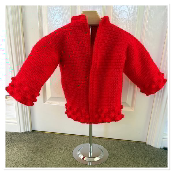 Red open fronted bobble cardigan 