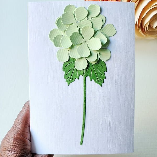 Green Hydrangea - Flower Shop Moments, Blank Handmade Floral Card 