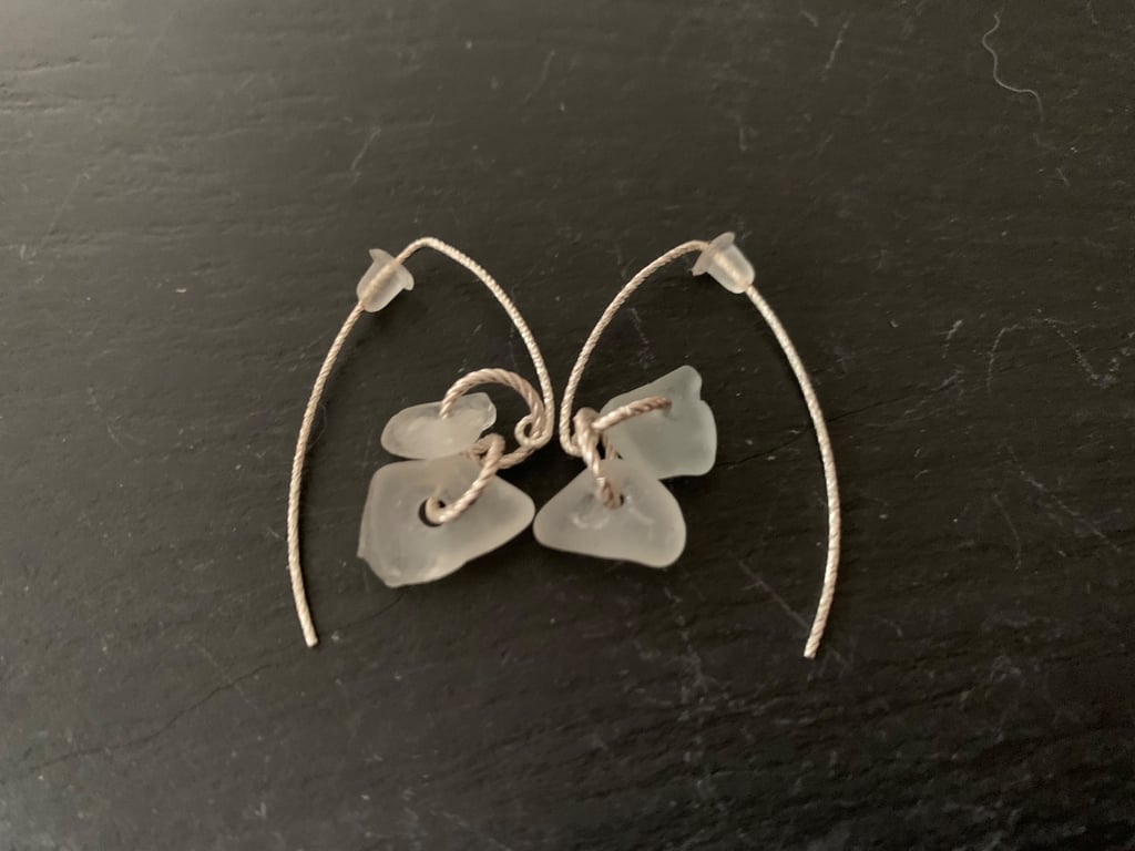 Sterling silver and seaglass drop earrings