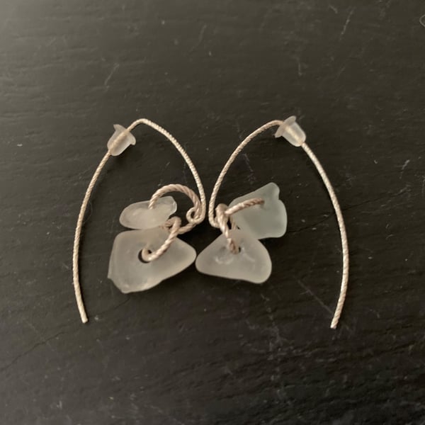 Sterling silver and seaglass drop earrings