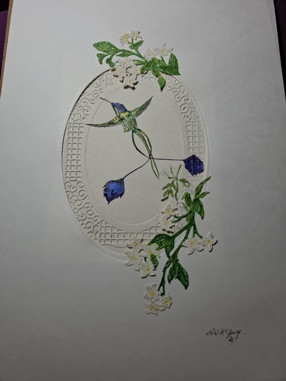 Painting Incorperating Water Colour, Mixed Media And Collage Framed Free P&P