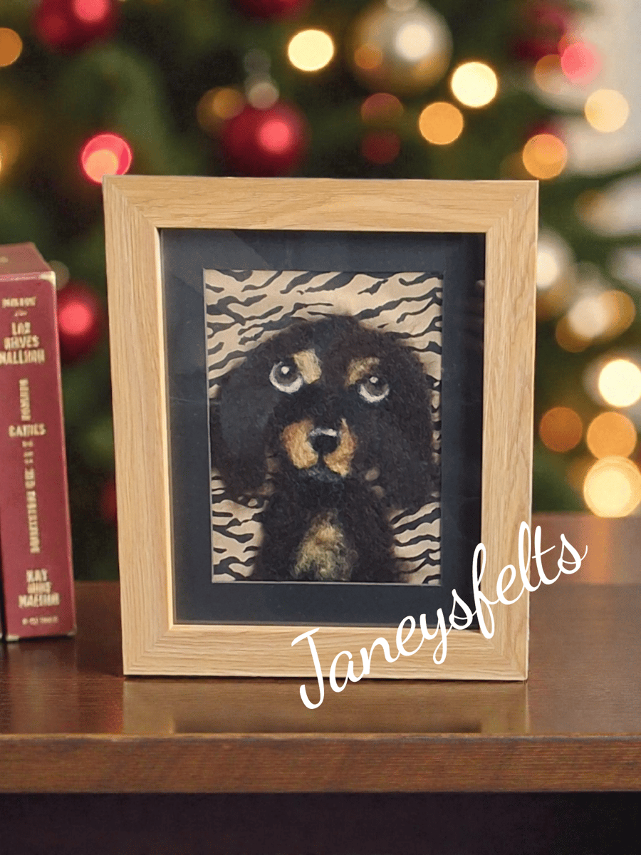 2d needle Felted Dachshund portrait 