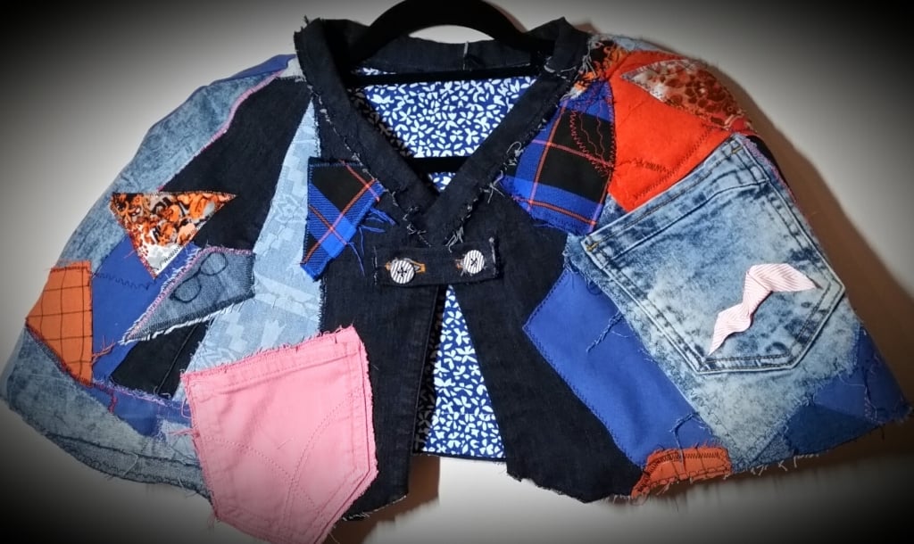Charlene Patchwork Denim Capelet