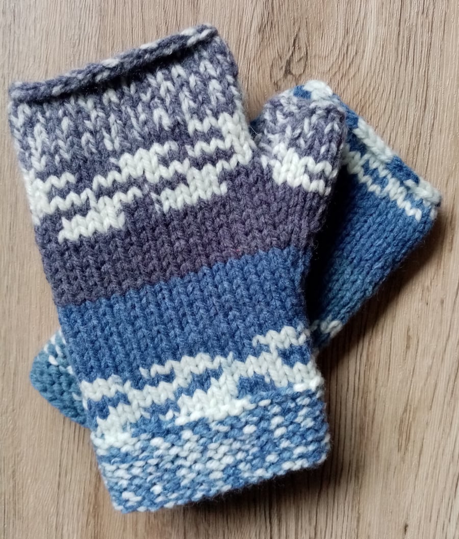 Merino Fair Isle Style Fingerless Gloves