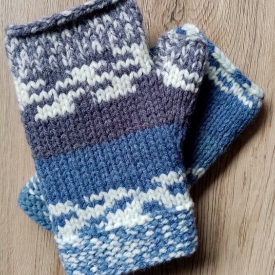 Merino Fair Isle Style Fingerless Gloves
