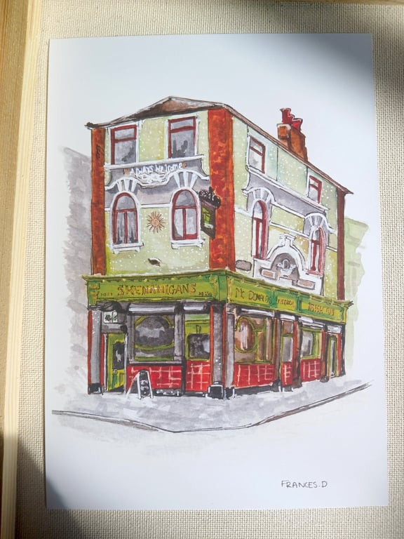 Shenanigans pub Liverpool watercolour print