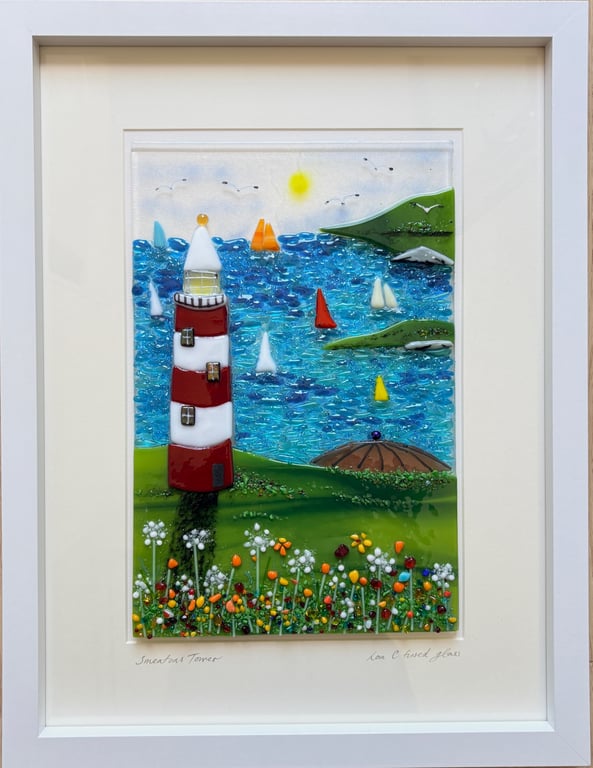 Plymouth hoe - fused glass landscape